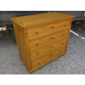 Antique Pine Chest of Four Drawers, finished with wax