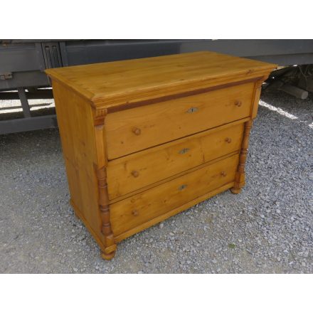 Antique Pine Chest of Three Drawers, finished with wax