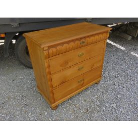 Antique Pine Chest of Four Drawers, finished with wax