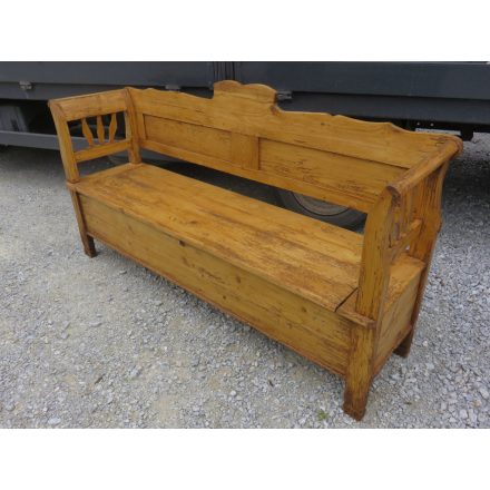 Antique Pine Box Bench , finished with wax