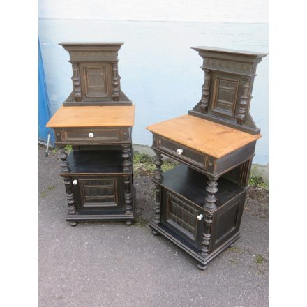 Antique Pine Nightstands, black, pair of two
