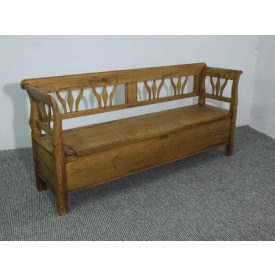 Antique Pine Box Bench #2438, finished with wax  