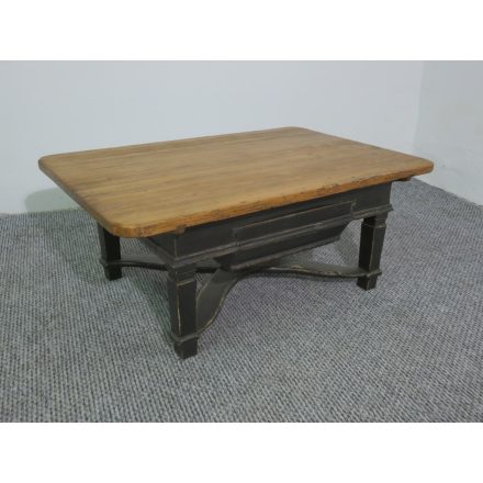 #2440 Antique Coffee Table with drawer (black base-waxed top)