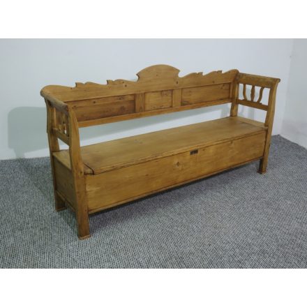 Antique Pine Box Bench #2441, finished with wax 