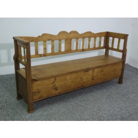Antique Pine Box Bench #2444, finished with wax 