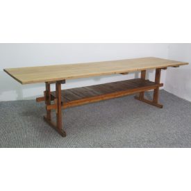 #2473 Antique Pine H-leg Table