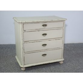 #2494 Antique Pine Painted Cream Chest of Four Drawers 