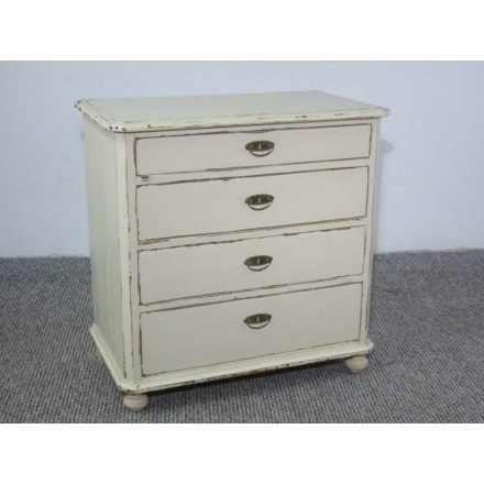 #2494 Antique Pine Painted Cream Chest of Four Drawers 