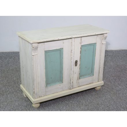 #2498 Antique Pine Painted White-Blue Cabinet 