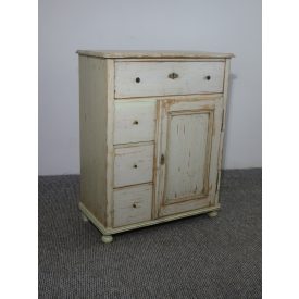 #2507 Antique Pine Painted White Bread Cupboard  