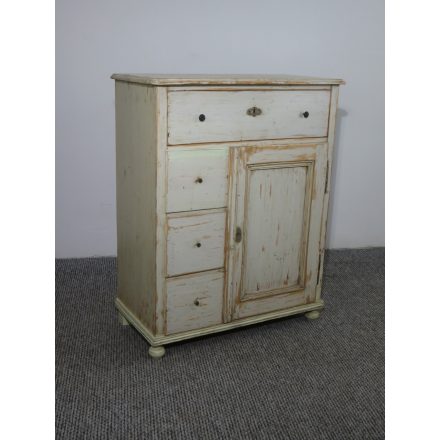#2507 Antique Pine Painted White Bread Cupboard  