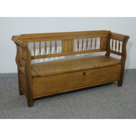 #2512 Antique Pine Box Bench, finished with wax 