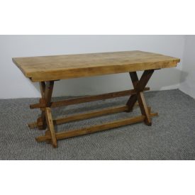 #2520 Antique Pine X-leg Table - finished with wax