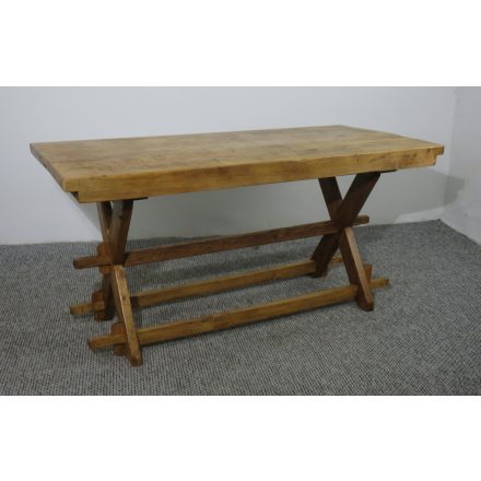 #2520 Antique Pine X-leg Table - finished with wax