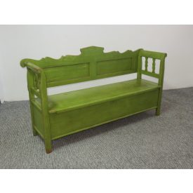 #2538 Antique Pine Box Bench, green 