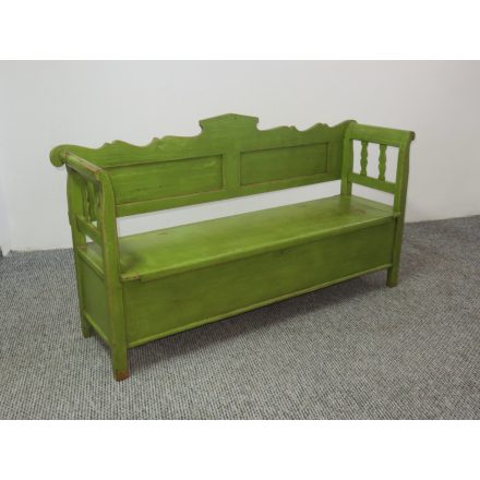 #2538 Antique Pine Box Bench, green 