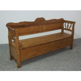 Antique Pine Box Bench, finished with wax #2548