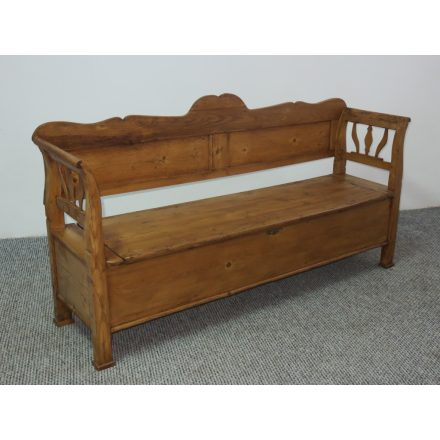 Antique Pine Box Bench, finished with wax #2548
