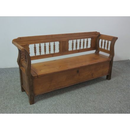 #2549 Antique Pine Box Bench - finished with wax