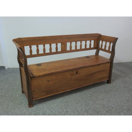#2550 Antique Pine Box Bench - finished with wax 