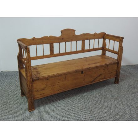 #2551 Antique Pine Box Bench - finished with wax 