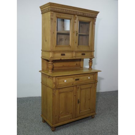 #2588 Antique pine kitchen dresser cabinet - finished with wax
