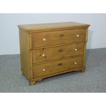 #2589 Antique pine chest of three drawers - finished with wax
