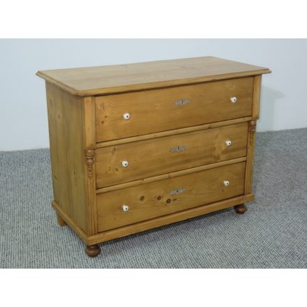 #2590 Antique pine chest of three drawers - finished with wax