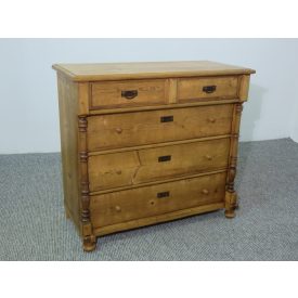 #2597 Antique pine chest of five drawers - finished with wax