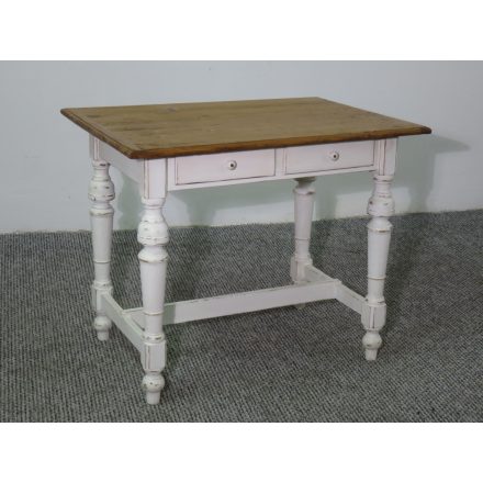 #2599 Antique pine table with white base & waxed top