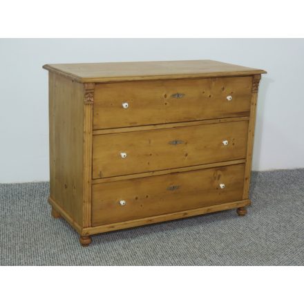 #2601 Antique pine chest of three drawers - finished with wax