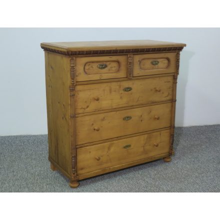 #2606 Antique pine chest of five drawers - finished with wax