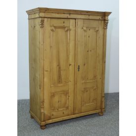 #2607 Antique pine two door wardrobe - finished with wax