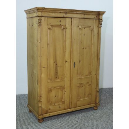 #2607 Antique pine two door wardrobe - finished with wax