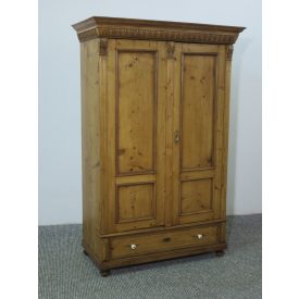 #2608 Antique pine two door wardrobe - finished with wax
