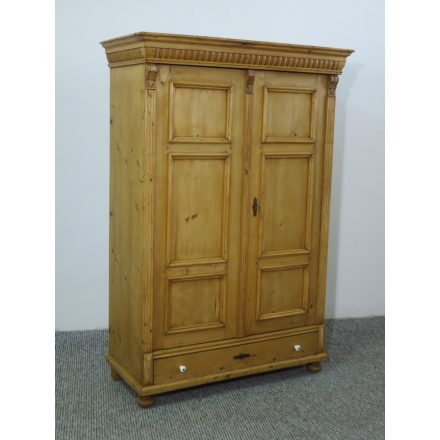 #2609 Antique pine two door wardrobe - finished with wax
