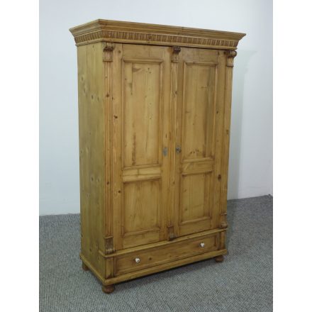 #2612 Antique pine two door wardrobe - finished with wax