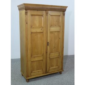 #2613 Antique pine two door wardrobe - finished with wax