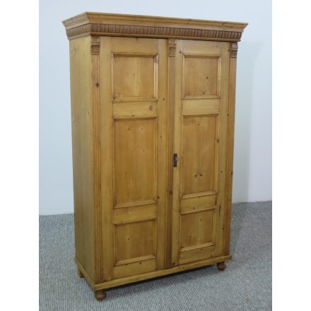 #2613 Antique pine two door wardrobe - finished with wax