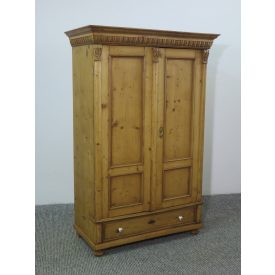 #2614 Antique pine two door wardrobe - finished with wax