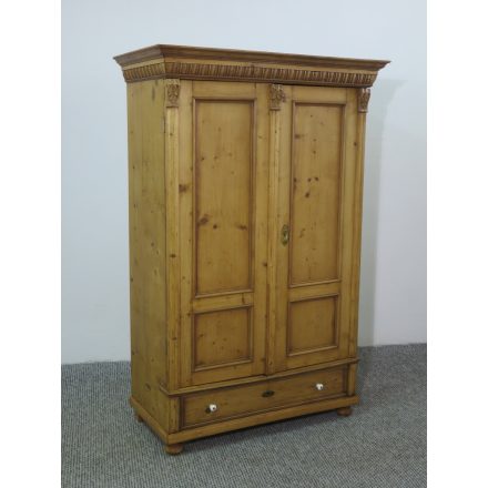 #2614 Antique pine two door wardrobe - finished with wax
