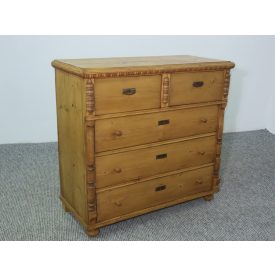 #2618 Antique pine chest of five drawers - finished with wax