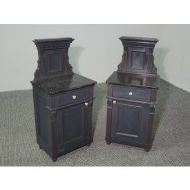   #2645 Antique Pine Nightstands with black marble top - pair of two