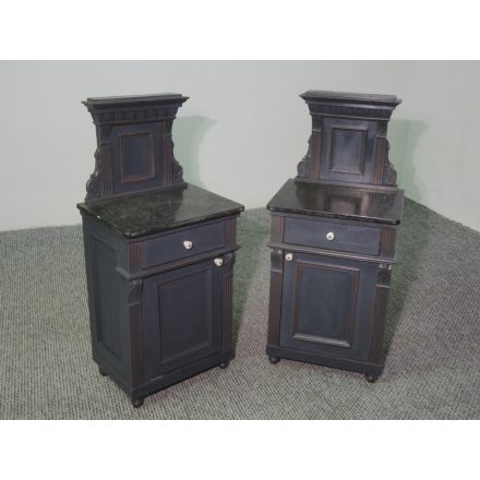 #2645 Antique Pine Nightstands with black marble top - pair of two