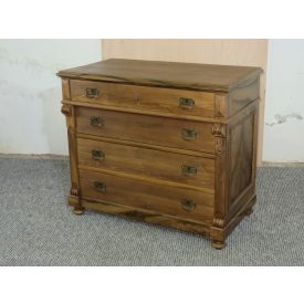   #2658 Antique pine chest of four drawers - veneered with oak - finished with wax