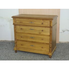   #2659 Antique pine chest of four drawers - veneered with oak - finished with wax