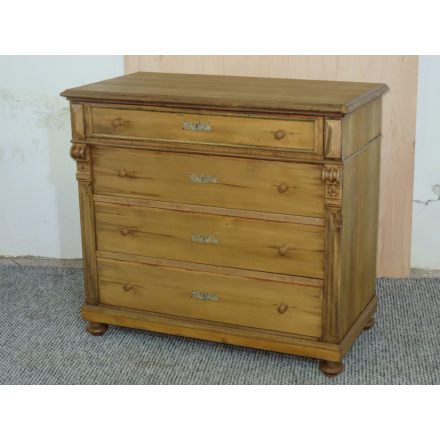 #2663 Antique pine chest of four drawers - finished with wax