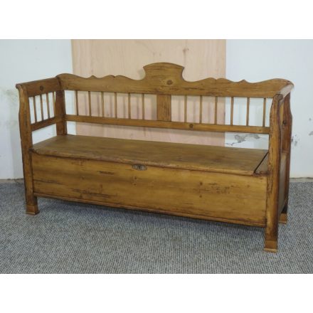 #2676 Antique Pine Box Bench - finished with wax 