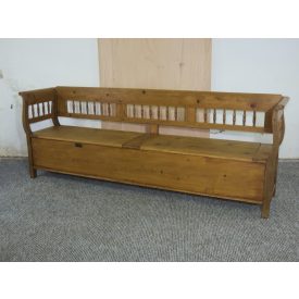 #2681 Antique pine long box bench - finished with wax