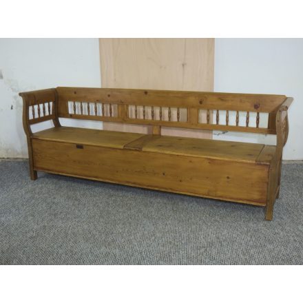 #2681 Antique pine long box bench - finished with wax